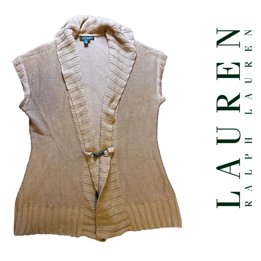 Lauren Ralph Lauren Women's Large (39") Linen Cotton Shawl Collar Buckle Warm